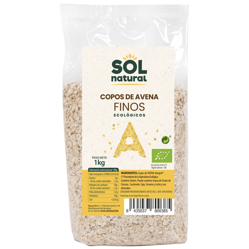[864] Copos finos de avena Integral s/gluten 1 kg SOL NATURAL